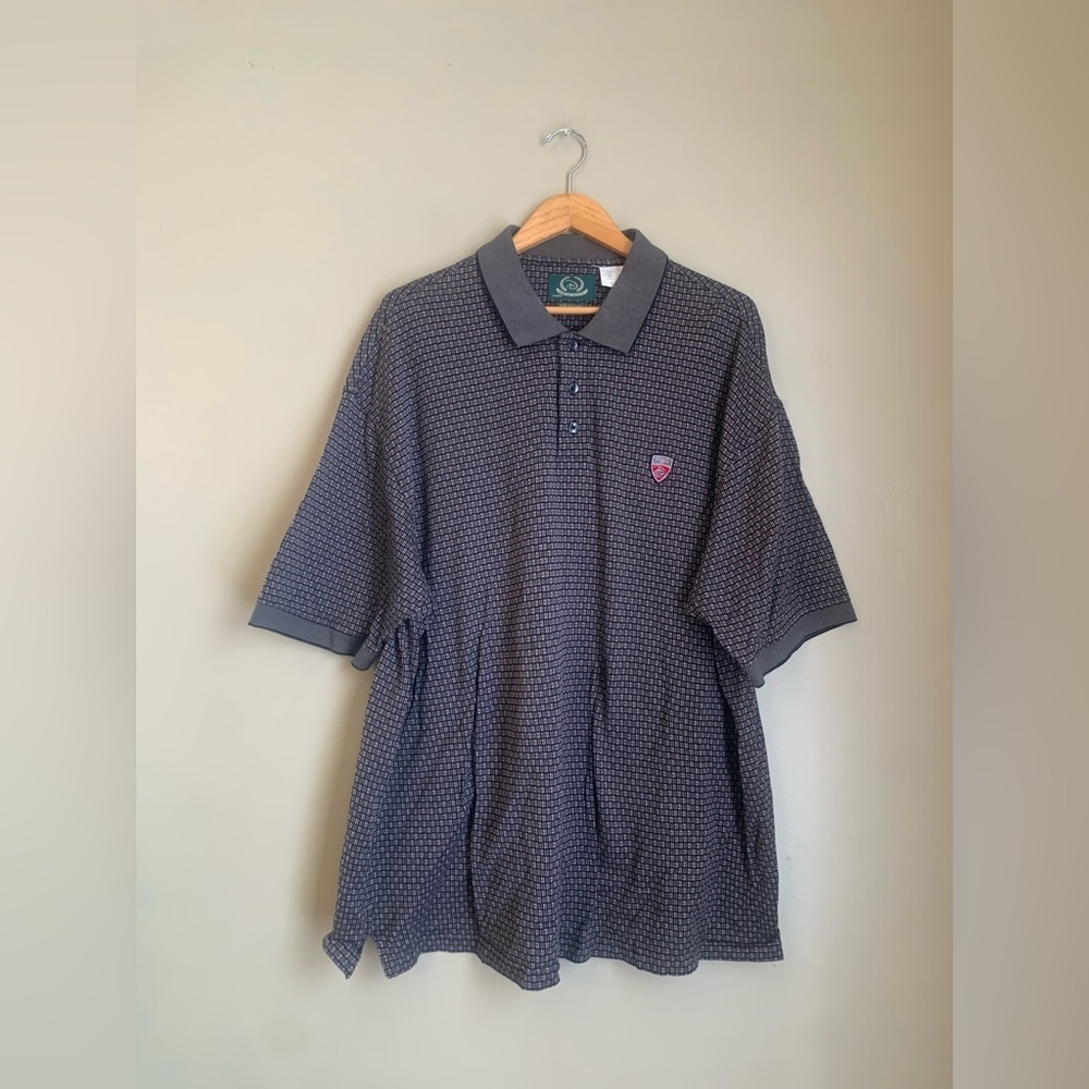 Disney Golf Collection Polo Shirt Men XXL Brown Patterned Mercerized Cotton Vtg